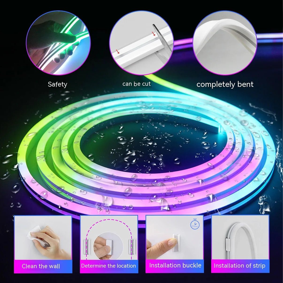 NEON RGB Magic 5-Meter Multicolor LED Neon Light – Remote & Mobile Control - Image 4