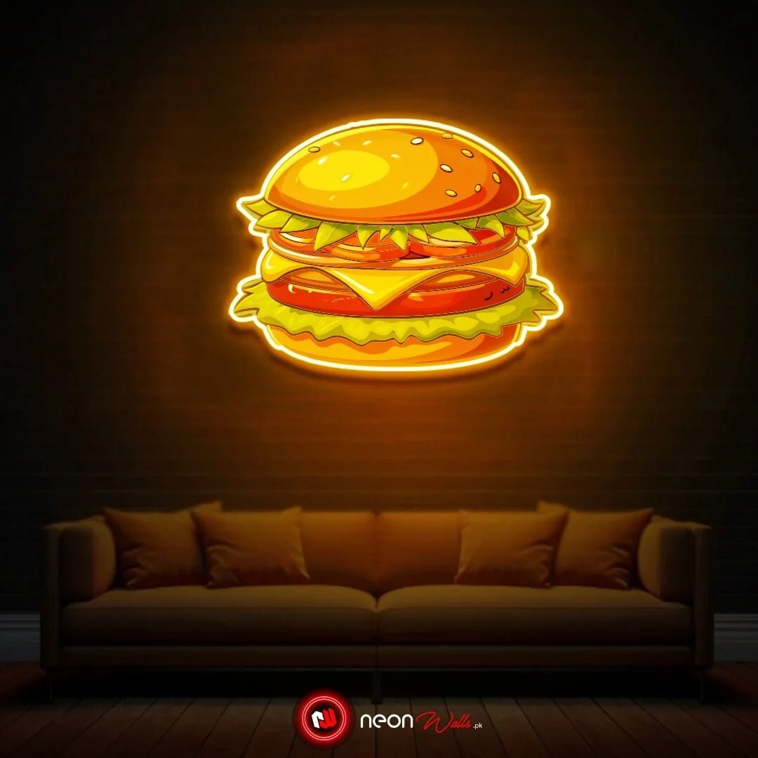 Burger Food UV Neon Sign ๐ โ Light Up Your Space with Tasty Vibes!