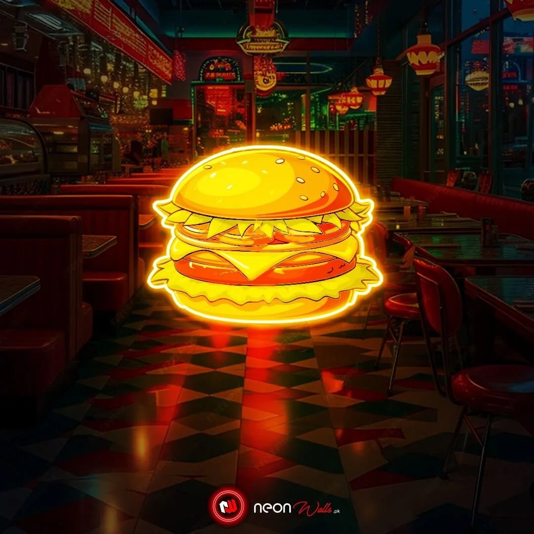 Burger Food UV Neon Sign ๐ โ Light Up Your Space with Tasty Vibes! - Image 4