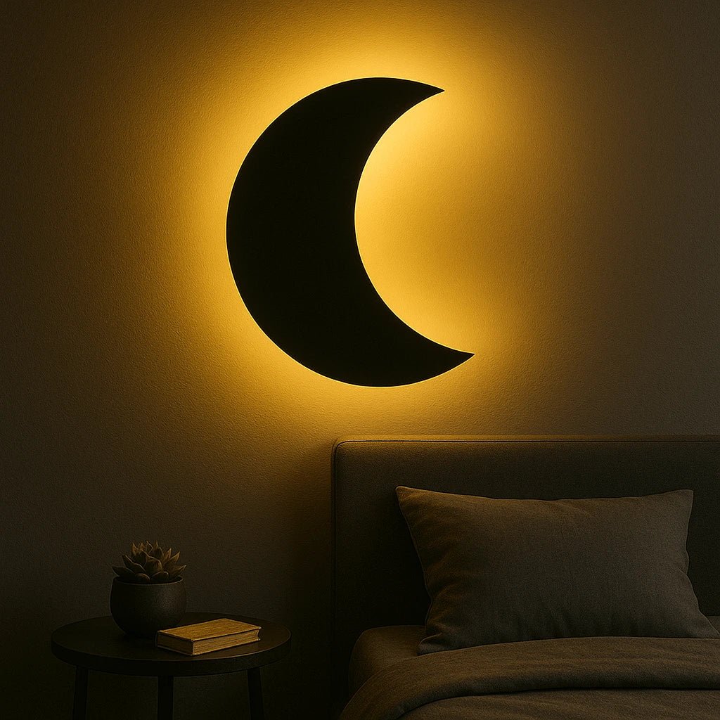 3D Moon Silhouette Wall Lamp – Modern Ambient Bedroom Light | Plug & Play, No Wires - Image 2