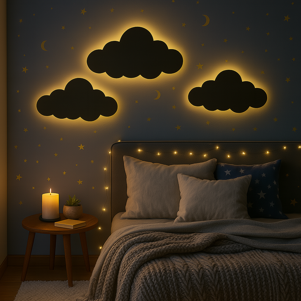 3D Cloud Wall Lamp – Modern Ambient Bedroom Night Light | Plug & Play, No Wires - Image 4