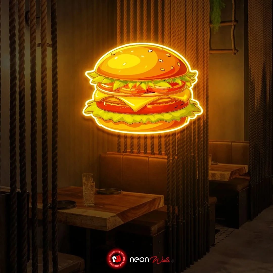 Burger Food UV Neon Sign ๐ โ Light Up Your Space with Tasty Vibes! - Image 3