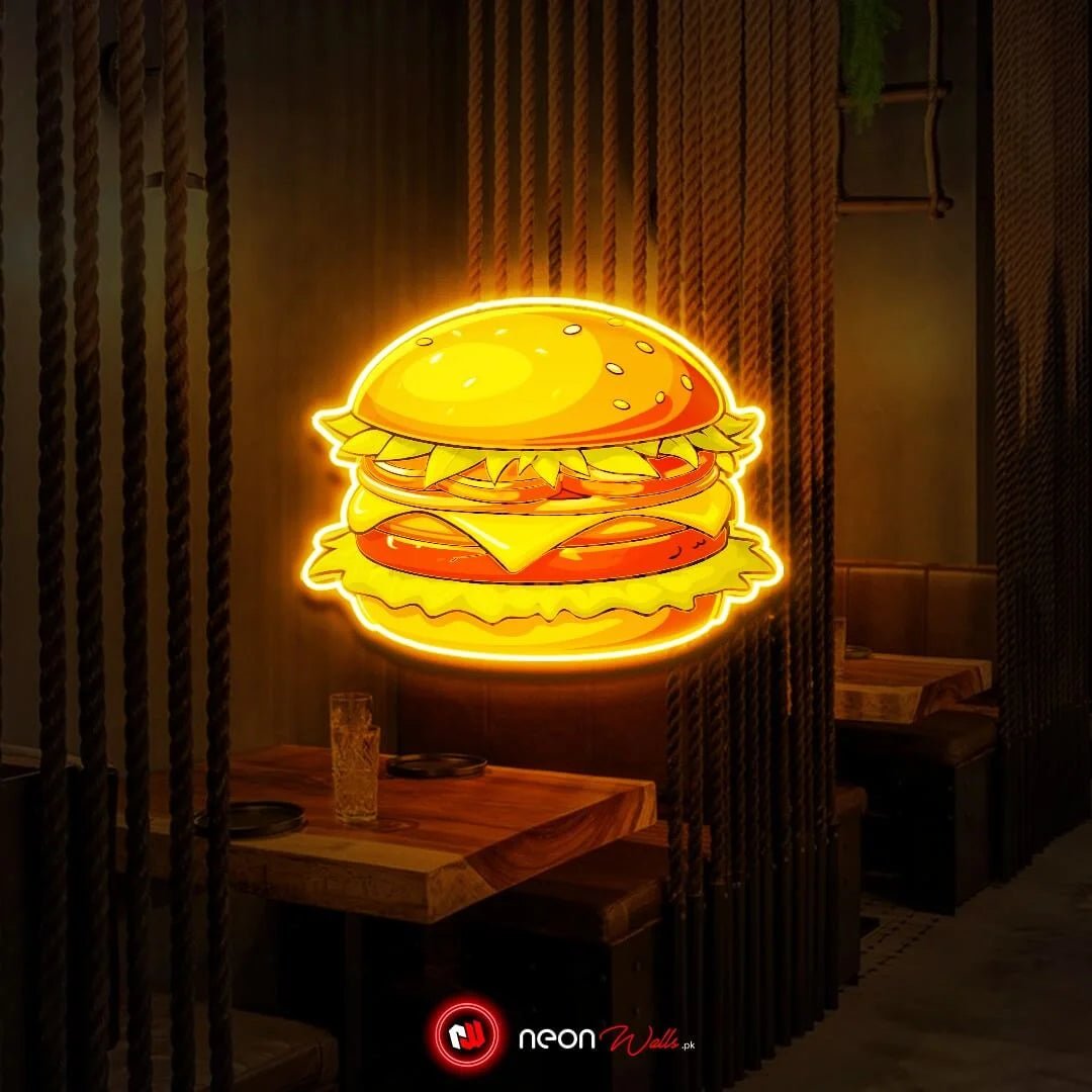 Burger Food UV Neon Sign ๐ โ Light Up Your Space with Tasty Vibes! - Image 2