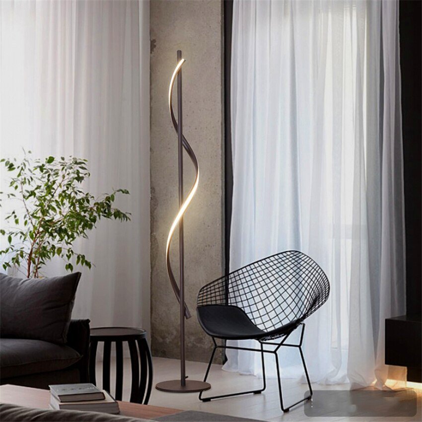 Minimalist Floor Lamp Living Room Bedroom Spiral Neon Lamp (Warm) - Image 2