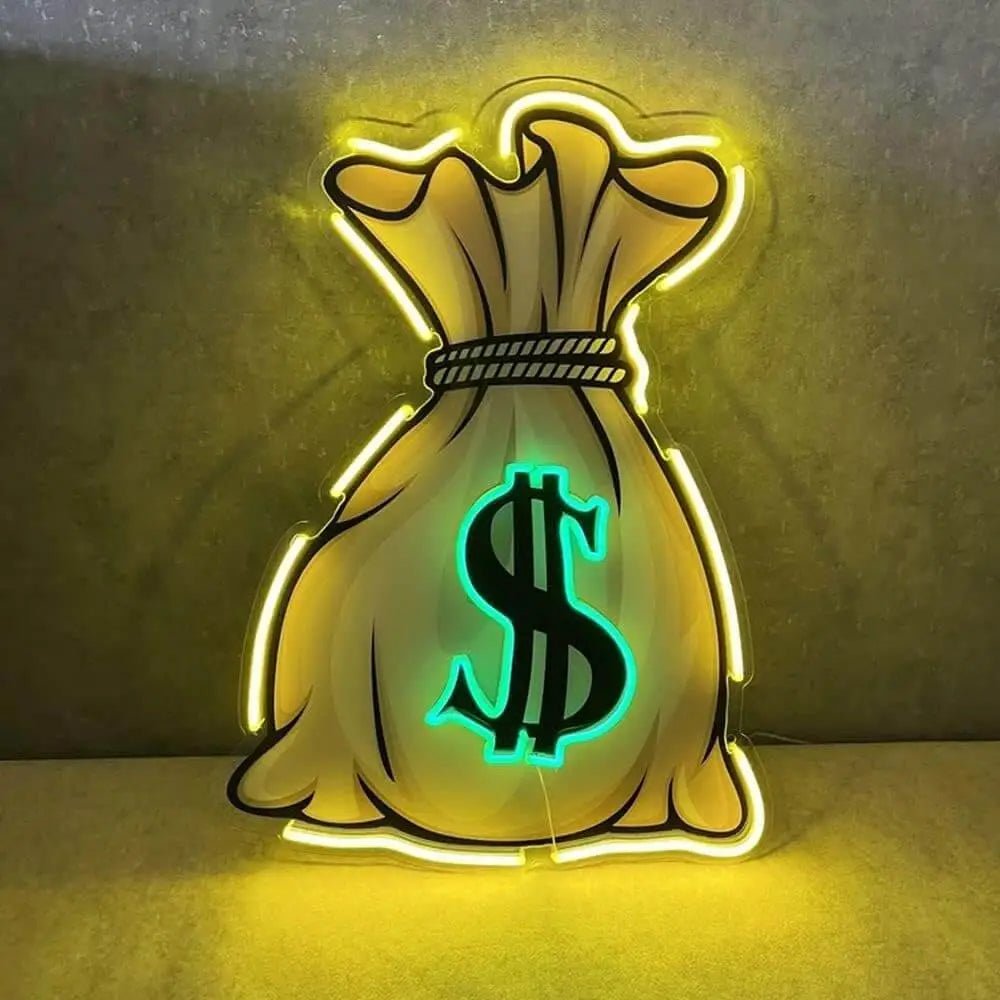Money Bag UV LED Neon Sign π° β Light Up Your Wealthy Vibes!