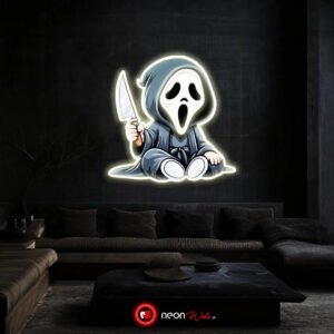 Scary Ghost UV Neon Sign 👻 – Add a Spooky Glow to Your Space!