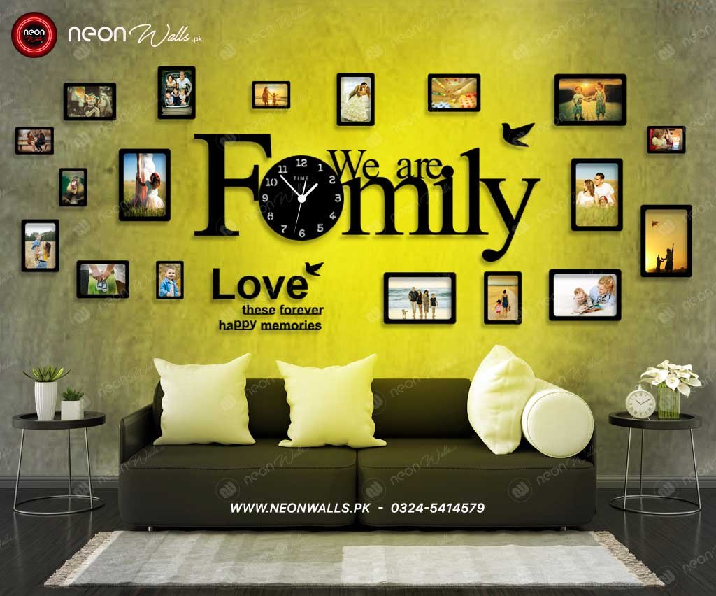 Big Family Frames Clock with Neon Light - Neon Lights - Image 2