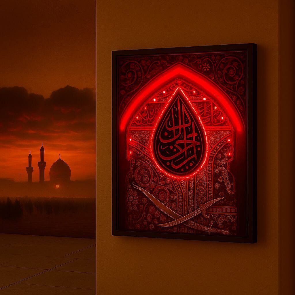 Holy Shrine Of Imam Hussain - Karbala - Muharram Neon Poster Frame - Image 3