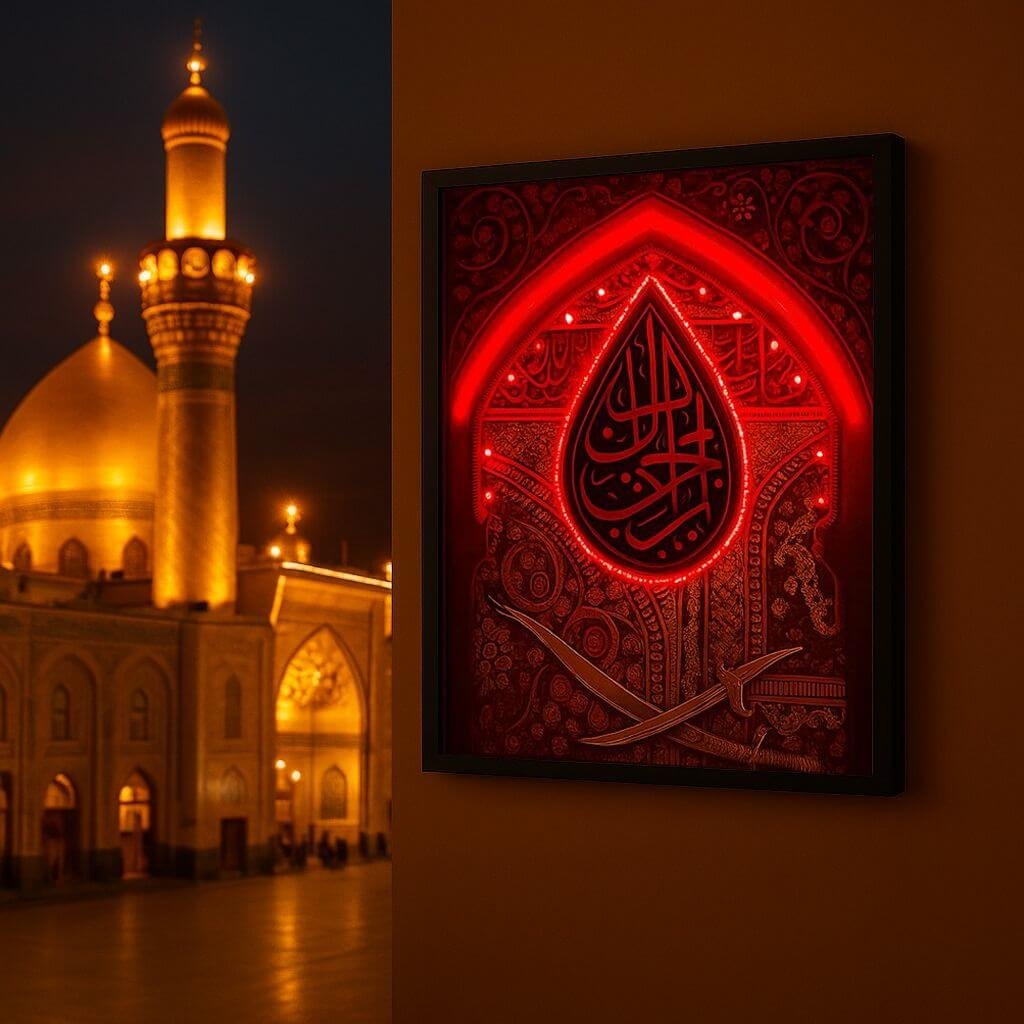 Holy Shrine Of Imam Hussain - Karbala - Muharram Neon Poster Frame - Image 2