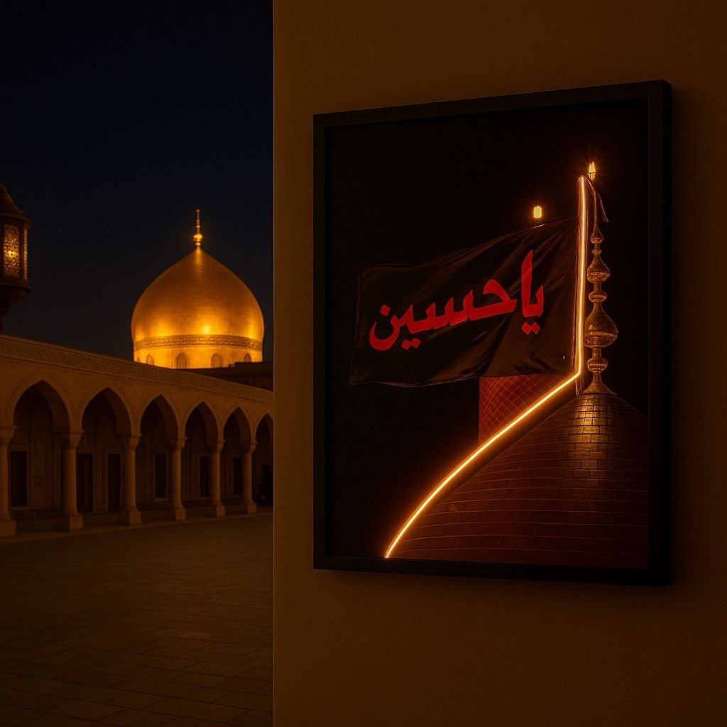 Ya Hussain - Muharram - Neon Poster Frame - Image 8