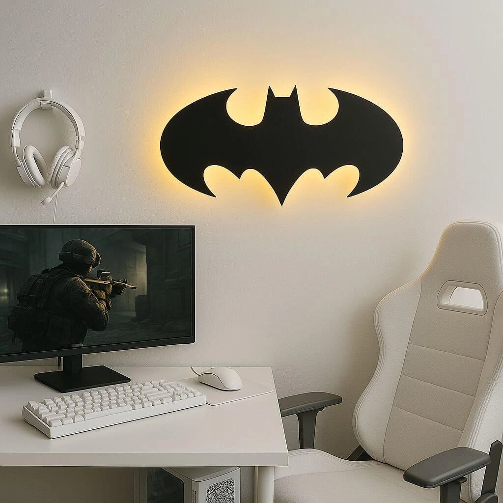 3D Gotham Batman Silhouette Wall Lamp – Modern Ambient Bedroom Light | Battery Operated, No Wires - Image 3