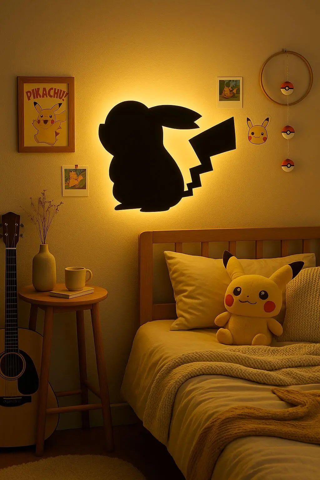 3D Pikachu Wall Lamp – Cozy Ambient Bedroom Night Light | Plug & Play, No Wires - Image 4