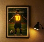 Messi Number 10 LED Neon Frame Poster – Football Wall Art for Fans