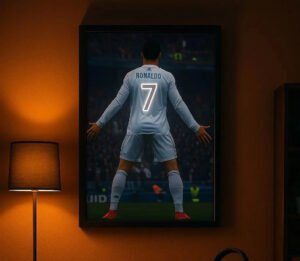 Ronaldo #7 LED Neon Frame Poster – Football Wall Art