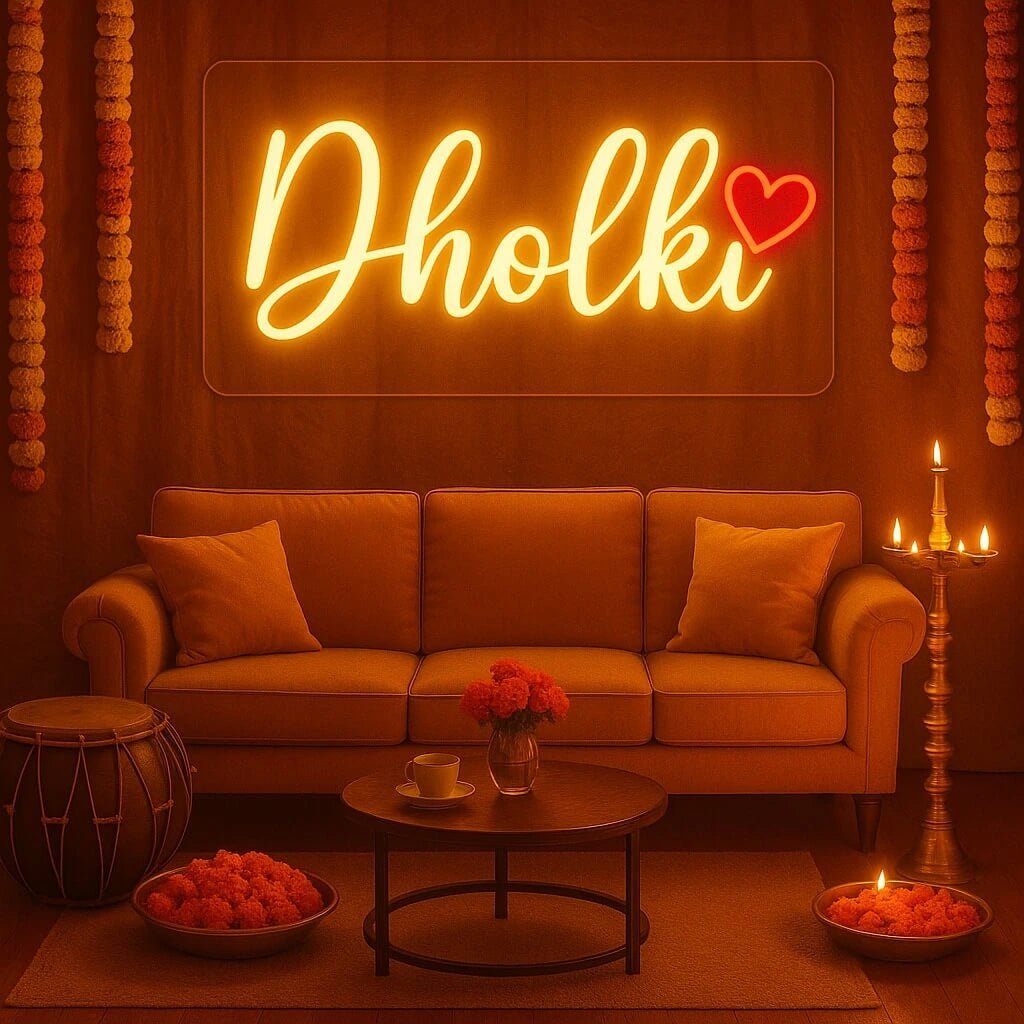 Dholki Neon Sign – Mehndi, Maiyo & Wedding LED Decor - Image 3