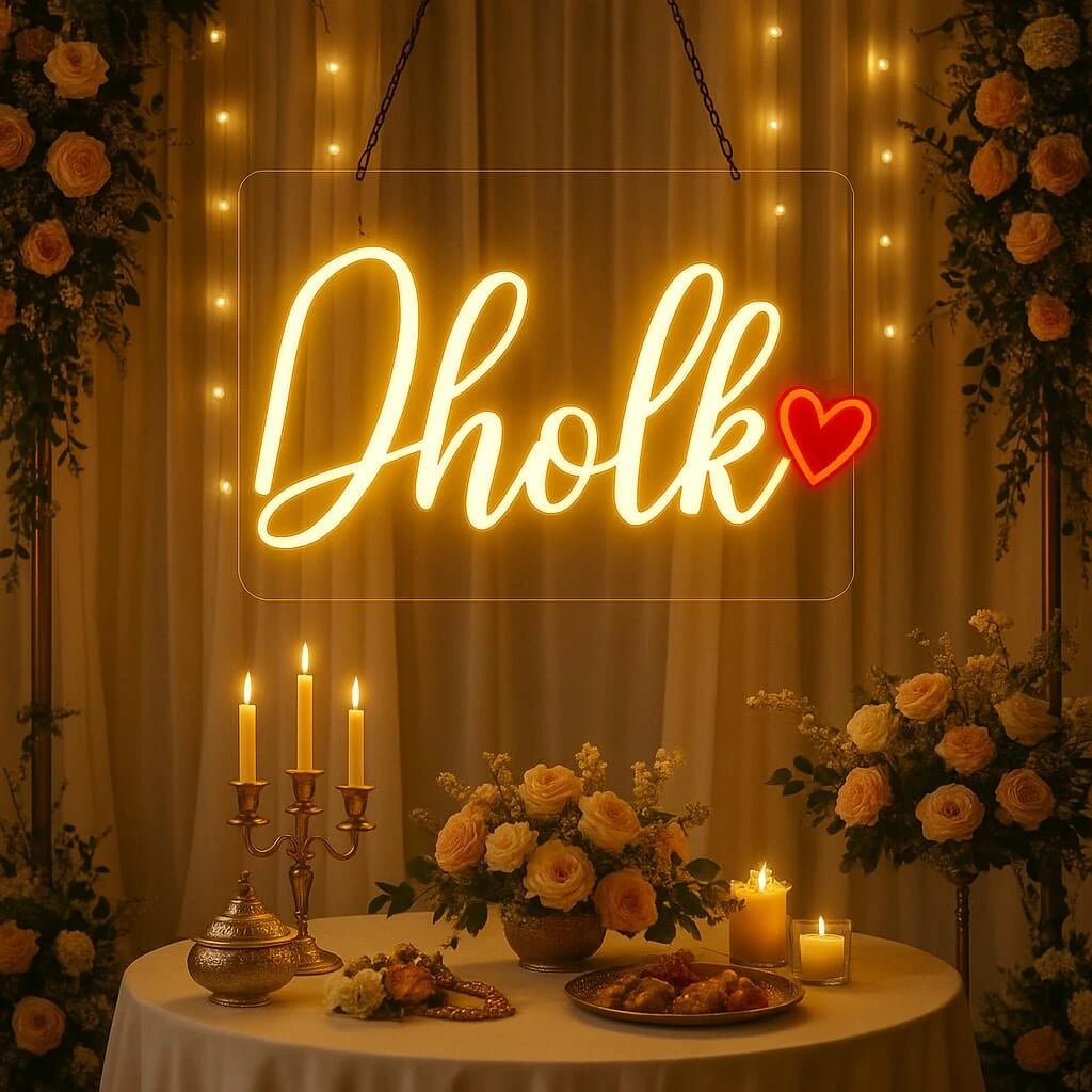 Dholki Neon Sign – Mehndi, Maiyo & Wedding LED Decor - Image 2