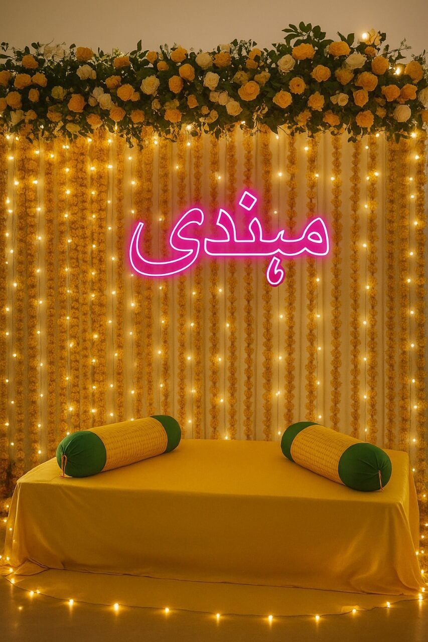 Mehndi Wedding Neon Sign – Urdu LED Light for Mehndi, Mayun & Pakistani Wedding Décor - Image 2