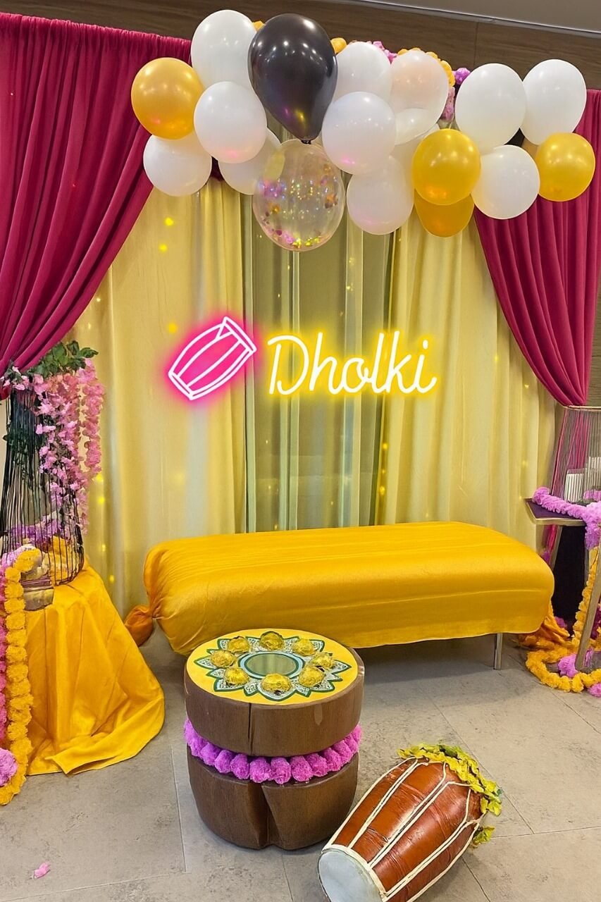 Dholki with Dholak Sign 2x1 ft – Urdu Neon Signs for Mehndi, Mayun & Pakistani Wedding Décor - Image 2
