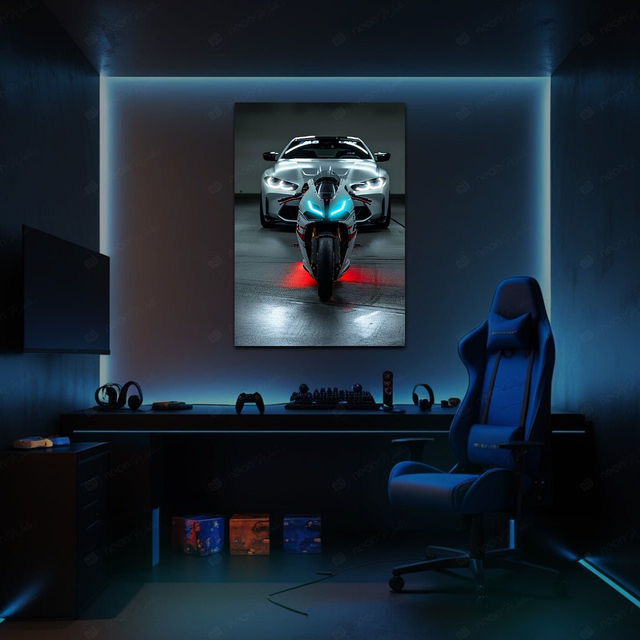 BMW Car and Bike | LED Neon Frame Poster (Large) - Image 2