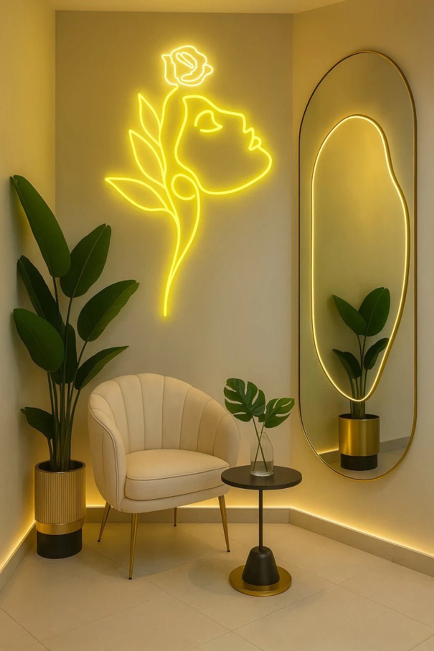 Face with Flower Beautiful Art Luxury Decor Neon Light - Image 5