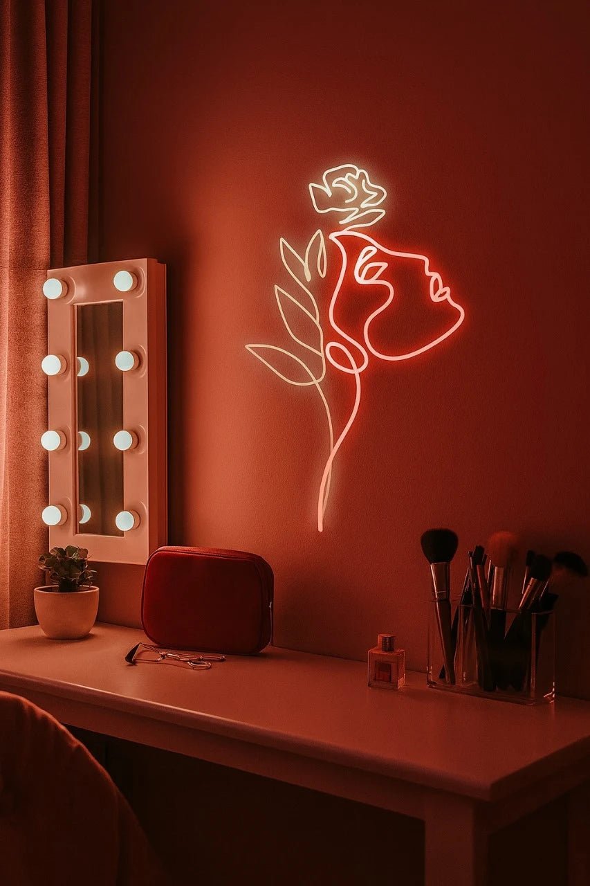 Face with Flower Beautiful Art Luxury Decor Neon Light - Image 4