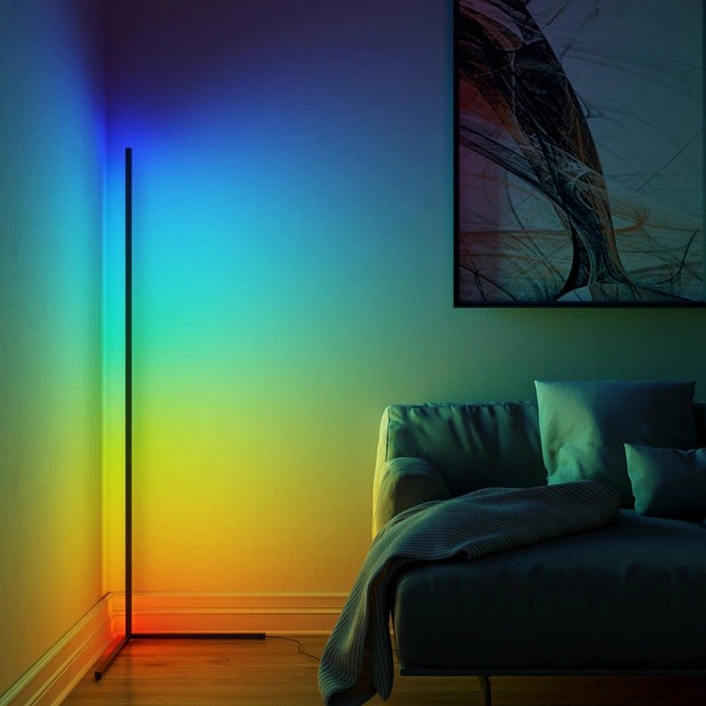 Floor Standing Multi Color Corner Neon Lamp with RGB Remote controller - Image 2