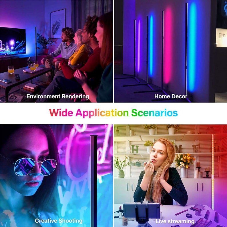 Floor Standing Multi Color Corner Neon Lamp with RGB Remote controller - Image 8